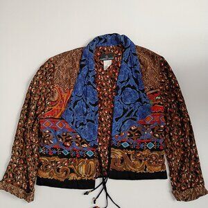 AS IS Carole Little Sz 4 L Funky Rad Rayon Front Tie fits like large jacket